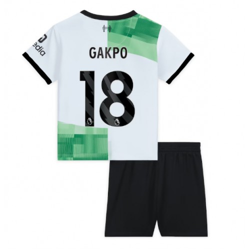 Fotballdrakt Barn Liverpool Cody Gakpo #18 Bortedraktsett 2023-24 Kortermet (+ Korte bukser)